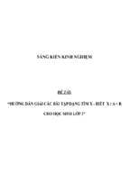 Sáng kiến kinh nghiệm  hướng dẫn giải các bài tập dạng tìm x   biết  x  a = b cho học sinh lớp 3