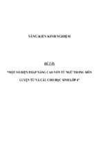 Sáng kiến kinh nghiệm  một số biện pháp nâng cao vốn từ ngữ trong môn luyện từ và câu cho học sinh lớp 4