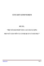 Sáng kiến kinh nghiệm  một số giải pháp nâng cao chất lượng đội ngũ giáo viên và cán bộ quản lý giáo dục