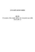 Sáng kiến kinh nghiệm ứng dụng công nghệ thông tin vào giảng dạy môn toán lớp 3 a