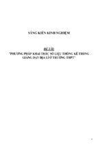 Sáng kiến kinh nghiệm phương pháp khai thác số liệu thống kê trong giảng dạy địa lí ở trường thpt