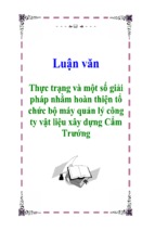 Luận văn thực trạng và một số giải pháp nhằm hoàn thiện tổ chức bộ máy quản lý công ty vật liệu xây dựng cẩm trướng