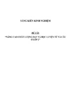 Sáng kiến kinh nghiệm  nâng cao chất lượng dạy và học luyện từ và câu ở lớp 2