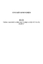 Sáng kiến kinh nghiệm  nâng cao chất lượng dạy và học luyện từ và câu ở lớp 2