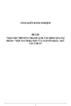 Sáng kiến kinh nghiệm skkn giáo dục nếp sống thanh lịch, văn minh qua tác phẩm “ một người hà nội” của nguyễn khải   ngữ văn lớp 12
