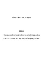 Sáng kiến kinh nghiệm  ứng dụng công nghệ thông tin đề góp phần nâng cao chất lượng dạy học phân môn tập đọc lớp 5