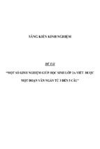 Sáng kiến kinh nghiệm một số kinh nghiệm giúp học sinh lớp 2a viết  được một đoạn văn ngắn từ 3 đến 5 câu