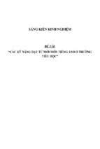 Sáng kiến kinh nghiệm  các kỹ năng dạy từ mới môn tiếng anh ở trường tiểu học