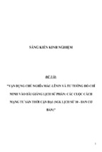 Vận dụng chủ nghĩa mác lênin và tư tưởng hồ chí minh vào bài giảng lịch sử phần các cuộc cách mạng tư sản thời cận đại