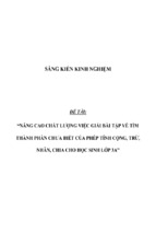 Sáng kiến kinh nghiệm  nâng cao chất lượng việc giải bài tập về tìm thành phần chưa biết của phép tính cộng, trừ, nhân, chia cho học sinh lớp 3a