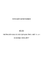 Sáng kiến kinh nghiệm  hướng dẫn giải các bài tập dạng tìm x   biết  x  a = b cho học sinh lớp 3