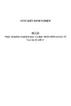 Sáng kiến kinh nghiệm  một số kinh nghiệm dạy và học phân môn luyện từ và câu ở lớp 2