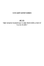 Sáng kiến kinh nghiệm  một số kinh nghiệm dạy và học phân môn luyện từ và câu ở lớp 2