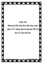 Luận văn đánh giá điều kiện địa chất công trình nhà ct5 1 thuộc khu đô thị mới mễ trì hạ   từ liêm   hà nội