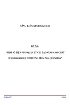 Sáng kiến kinh nghiêm  một số biện pháp quản lý chỉ đạo nâng cao chất lượng giáo dục ở trường mầm non quan hoa