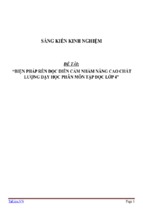 Sáng kiến kinh nghiêm  biện pháp rèn đọc diễn cảm nhằm nâng cao chất lượng dạy học phân môn tập đọc lớp 4