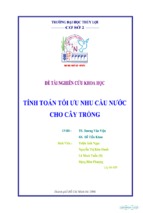 Tiểu luận tính toán tối ưu nhu cầu nước cho cây trồng