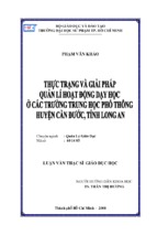 Thực trạng và giải pháp quản lý hoạt động dạy học ở các trường trung học phổ thông huyện cần đước, tỉnh long an