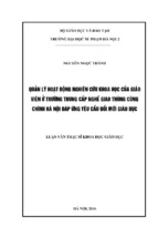 Quản lý hoạt động nghiên cứu khoa học của giáo viên ở trường trung cấp nghề giao thông công chính hà nội đáp ứng yêu cầu đổi mới giáo dục