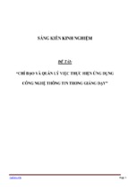 Sáng kiến kinh nghiệm chỉ đạo và quản lý việc thực hiện ứng dụng công nghệ thông tin trong giảng dạy