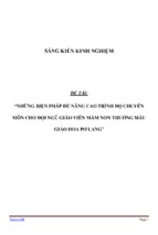 Sáng kiến kinh nghiệm những biện pháp để nâng cao trình độ chuyên môn cho đội ngũ giáo viên mầm non trường mẫu giáo hoa pơ lang