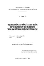 Thực trạng công tác quản lý của hiệu trưởng đối với hoạt động tự học của học sinh trung học phổ thông huyện thốt nốt, cần thơ