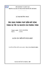 ứng dụng phương pháp điểm bất động trong sự tồn tại nghiệm của phương trình