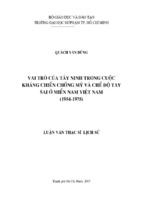 Vai trò của tây ninh trong cuộc kháng chiến chống mỹ và chế độ tay sai ở miền nam việt nam (1954   1975)