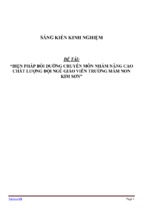 Sáng kiến kinh nghiệm biện pháp bồi dưỡng chuyên môn nhằm nâng cao chất lượng đội ngũ giáo viên trường mầm non kim sơn