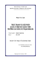 Thực trạng và giải pháp quản lý đội ngũ giảng viên trường cao đẳng sư phạm đăk lăk