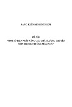 Sáng kiến kinh nghiệm một số biện pháp nâng cao chất lượng chuyên môn trong trường mầm non