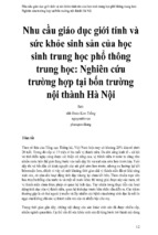 Nhu cầu giáo dục giới tính và sức khỏe sinh sản của học sinh trung học phổ thông trung học  nghiên cứu trường hợp tại bốn trường nội thành hà nội