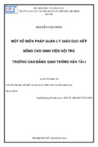 Một số biện pháp quản lý giáo dục nếp sống cho sinh viên nội trú trường cao đẳng giao thông vận tải 3