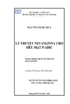 Luận văn thạc sĩ toán học lý thuyết nevanlinna cho siêu mặt p adic