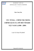 Yếu tố địa – chính trị trong chính sách của mỹ đối với khu vực nam á (1989 – 2009)