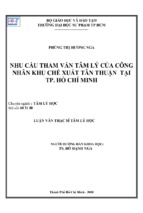 Nhu cầu tham vấn tâm lý của công nhân khu chế xuất tân thuận tại tp. hồ chí minh