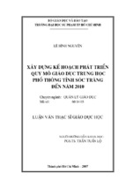 Xây dựng kế hoạch phát triển quy mô giáo dục trung học phổ thông tỉnh sóc trăng đến năm 2020