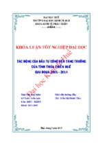 Tác động của đầu tư công đến tăng trưởng của tỉnh thừa thiên huế giai đoạn 2005   2014