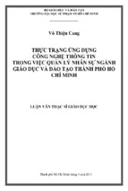 Thực trạng ứng dụng công nghệ thông tin trong việc quản lý nhân sự ngành giáo dục và đào tạo thành phố hồ chí minh