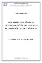 Một số biện pháp nâng cao chất lượng giờ ôn tập, luyện tập phần hóa hữu cơ lớp 11 nâng cao