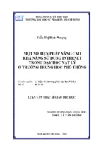 Một số biện pháp nâng cao khả năng sử dụng internet trong dạy học vật lý ở trường trung học phổ thông