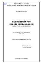 đặc điểm ngôn ngữ của các văn bản báo chí (trên cứ liệu báo bình dương)