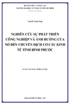 Nghiên cứu sự phát triển công nghiệp và ảnh hưởng của nó đến chuyển dịch cơ cấu kinh tế tỉnh bình phước