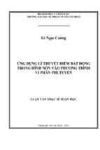 ứng dụng lí thuyết điểm bất động trong hình nón vào phương trình vi phân phi tuyến