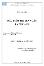 Luận văn thạc sĩ văn học đặc điểm truyện ngắn tạ duy anh