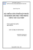 đặc điểm lượt lời hồi đáp thuộc hành động hỏi trực tiếp trong tiếng việt giao tiếp