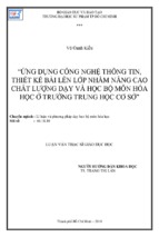 ứng dụng công nghệ thông tin, thiết kế bài lên lớp nhằm nâng cao chất lượng dạy và học bộ môn hóa học ở trường trung học cơ sở