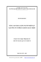 Nâng cao chất lượng nguồn nhân lực tại công ty cổ phần xi măng quán triều