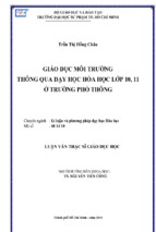 Giáo dục môi trường thông qua dạy học hóa học lớp 10, 11 ở trường phổ thông