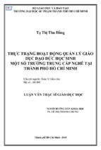 Thực trạng hoạt động quản lý giáo dục đạo đức học sinh một số trường trung cấp nghề tại thành phố hồ chí minh